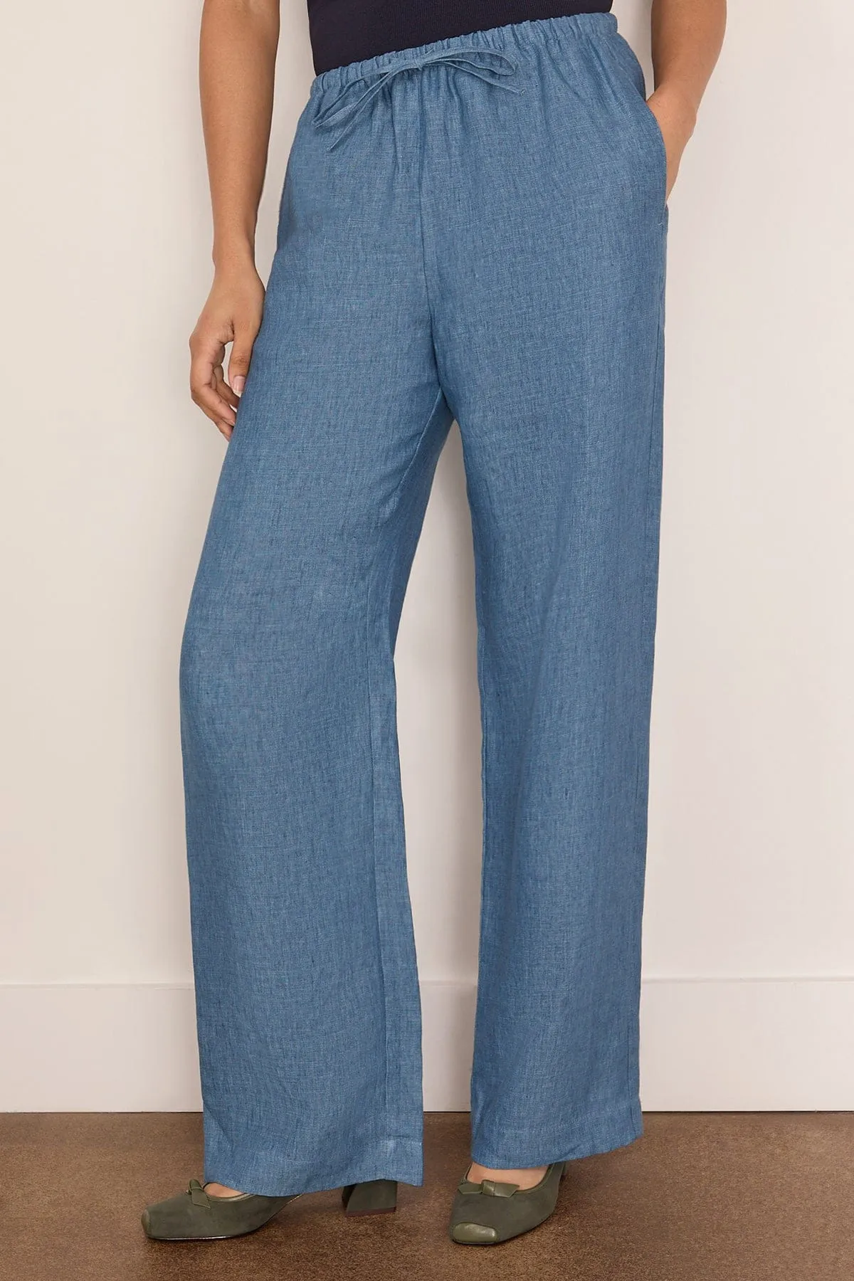 Relaxed Linen Trousers in Ocean Blue sold by Hampden Clothing product image thumbnail 3