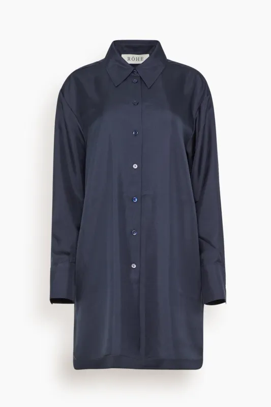 Signature Elongated Silk Shirt in Night made by Rohe