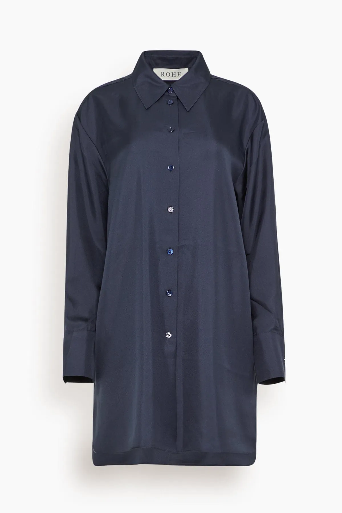 Signature Elongated Silk Shirt in Night sold by Hampden Clothing