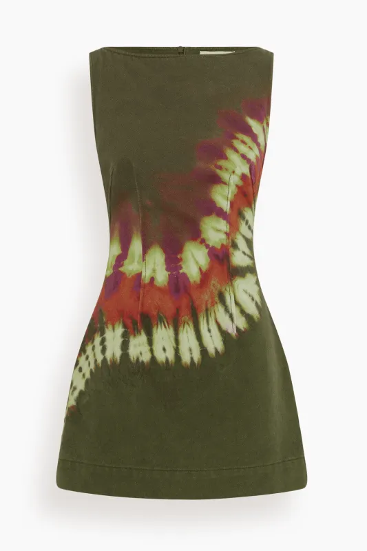 Marilyn Denim Mini Dress in Khaki made by Alemais