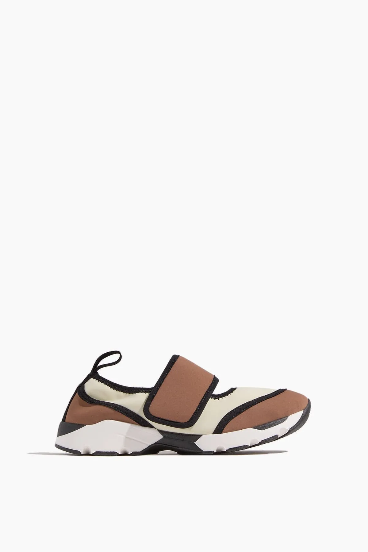 Mary Jane Running Sneaker in White/Light Brown sold by Hampden Clothing