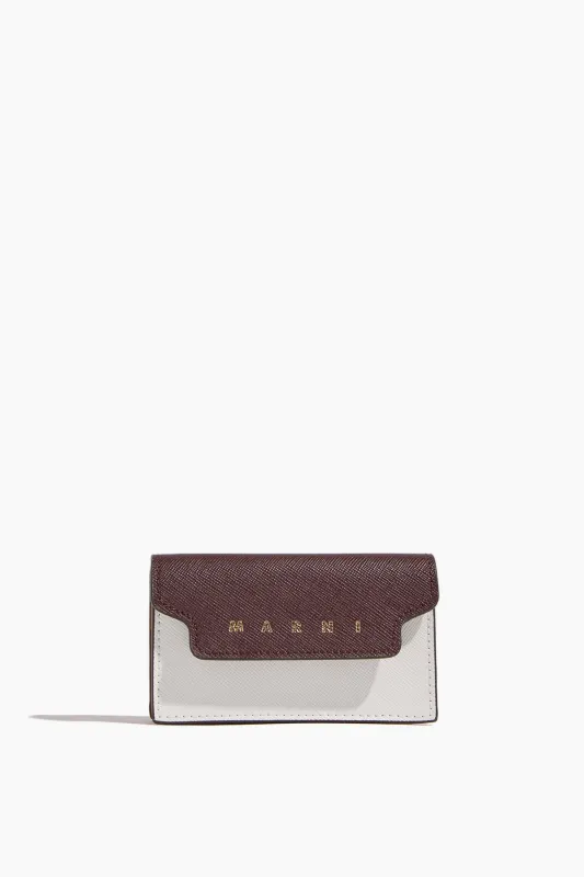 Card Case in Chocolate/Lily White/Dijon sold by Hampden Clothing
