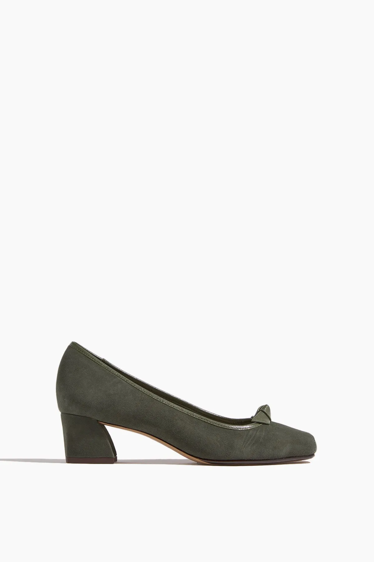 Clarita Square Pump 45 in Olivine sold by Hampden Clothing