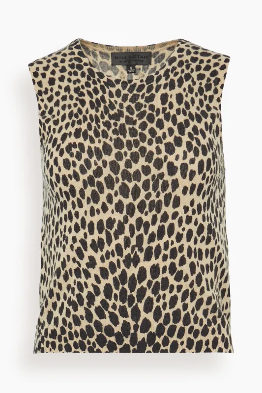 Nessa Sweater Tank in Taupe/Black Cheetah sold by Hampden Clothing