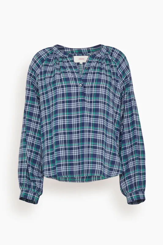 Dara Top in Forest Blue Plaid made by XiRENA