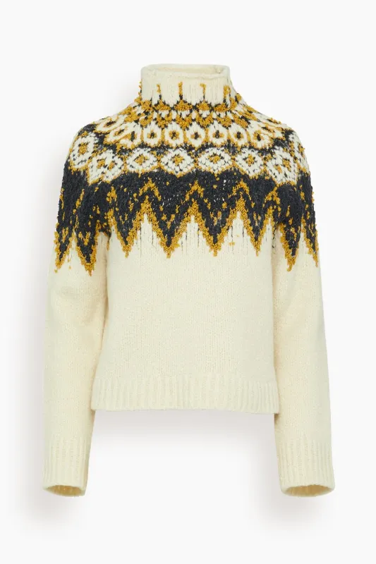 Lizzy Sweater in Textured Fairisle Cream Multi sold by Hampden Clothing