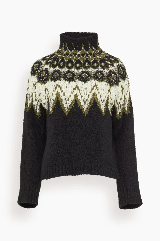 Lizzy Sweater in Textured Fairisle Black Multi sold by Hampden Clothing