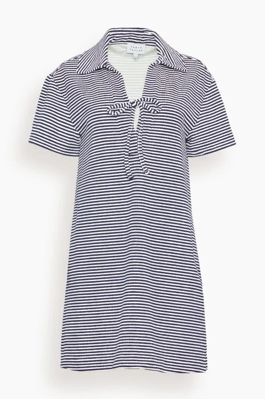 Joni Dress in Maritime Blue/Cream Multi sold by Hampden Clothing