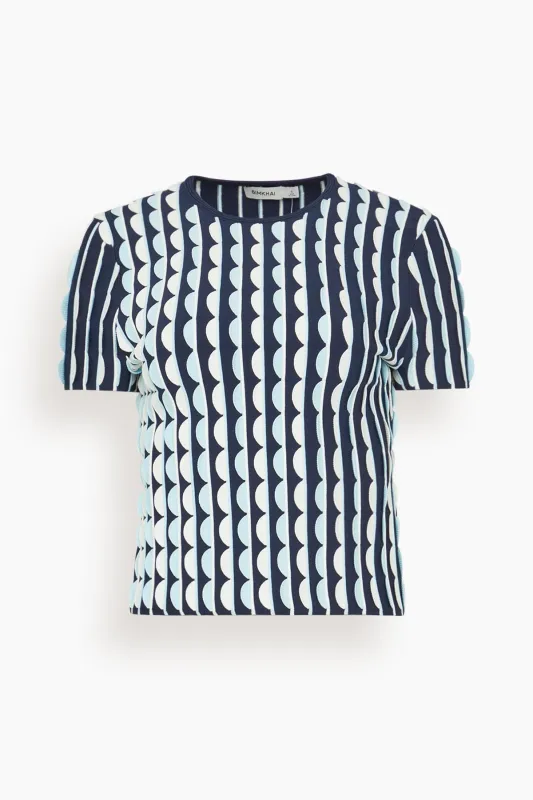 Kendra Short Sleeve Top in Sky Multi sold by Hampden Clothing