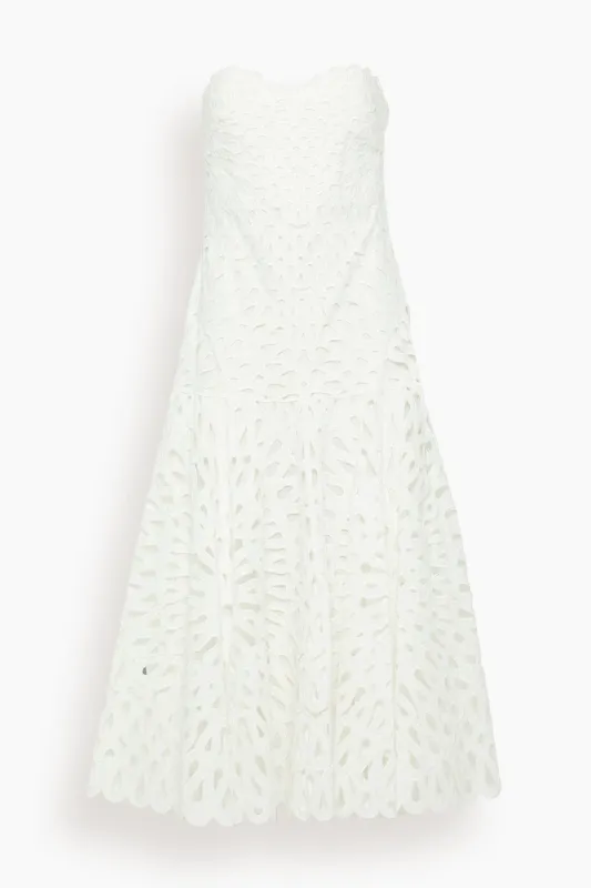 Florence Midi Dress in White sold by Hampden Clothing