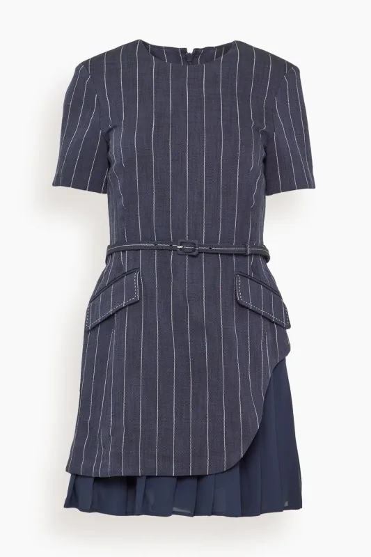 Blakely Short Sleeve Mini Dress in Midnight Stripe sold by Hampden Clothing