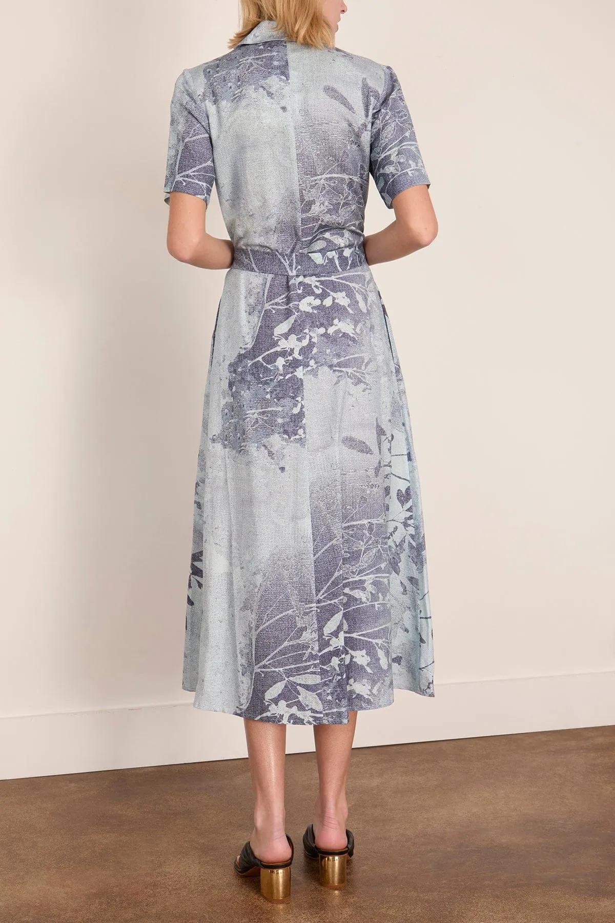 Audria Short Sleeve Belted Midi Dress in Sky Floral sold by Hampden Clothing product image thumbnail 4