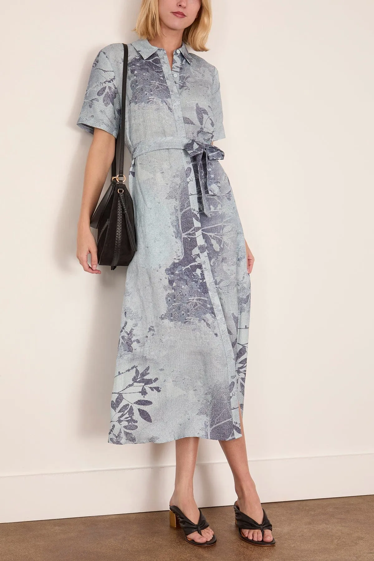 Audria Short Sleeve Belted Midi Dress in Sky Floral sold by Hampden Clothing product image thumbnail 2