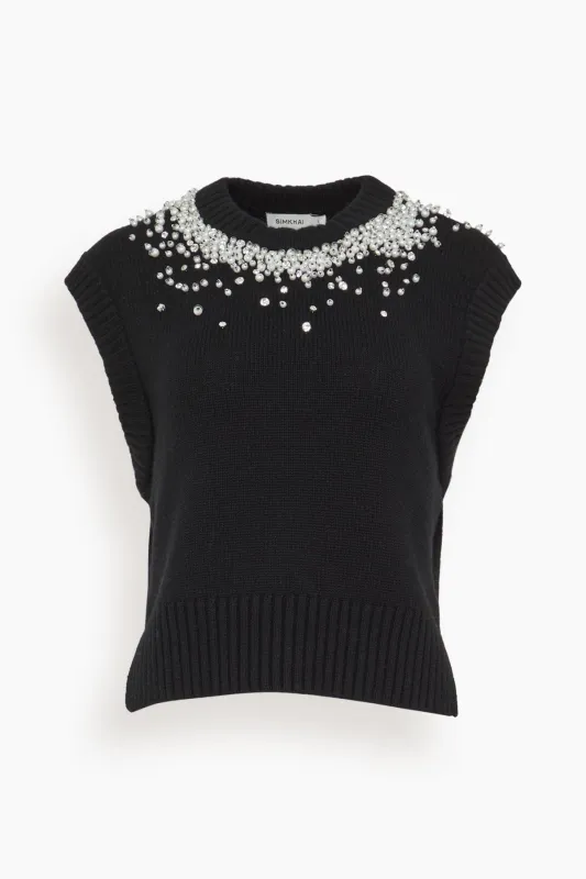 Candra Vest in Black made by Simkhai