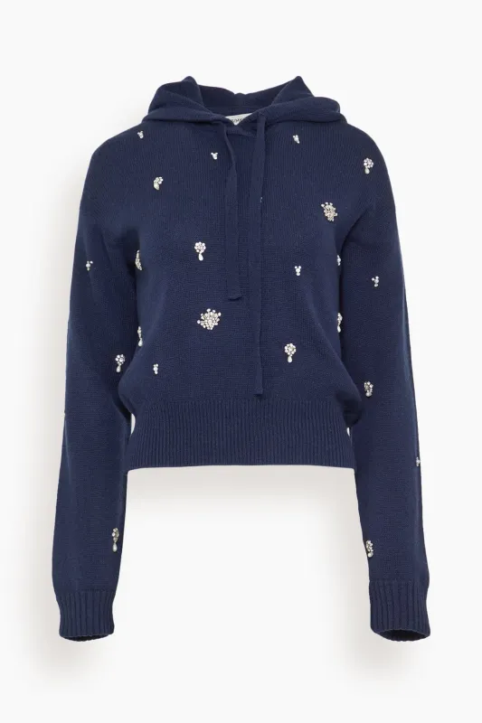 Karmen Embellished Hooded Top in Midnight made by Simkhai