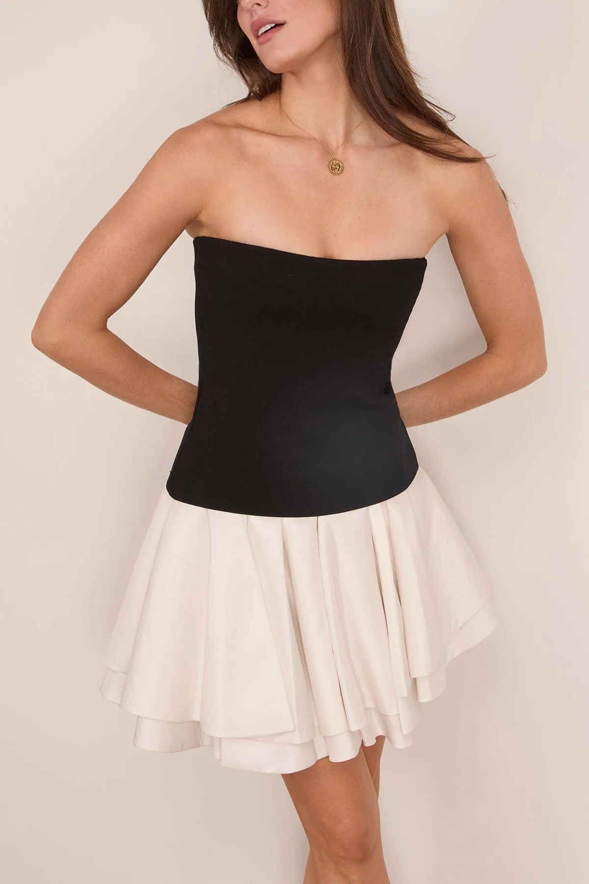 Isabelle Strapless Mini Dress in Black Multi sold by Hampden Clothing product image thumbnail 3