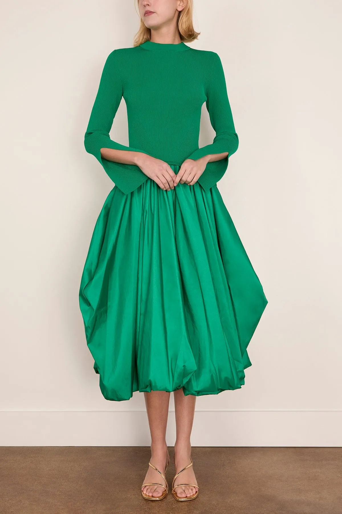 Kenlie Long Sleeve Mock Neck Midi Dress in Kelly Green sold by Hampden Clothing product image thumbnail 3