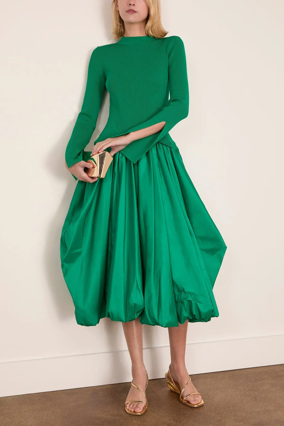 Kenlie Long Sleeve Mock Neck Midi Dress in Kelly Green sold by Hampden Clothing product image thumbnail 2