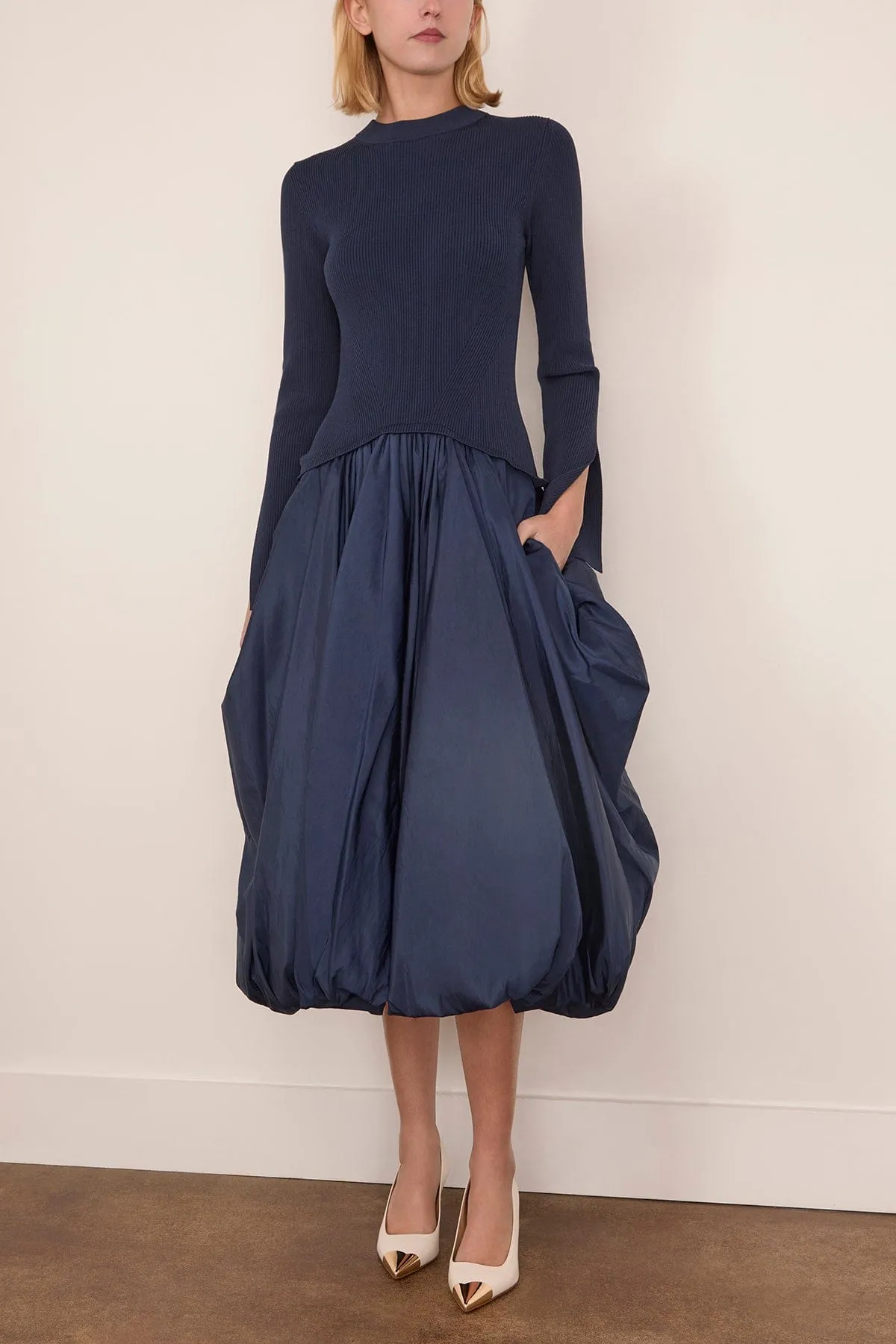 Kenlie Long Sleeve Mock Neck Midi Dress in Midnight sold by Hampden Clothing product image thumbnail 3