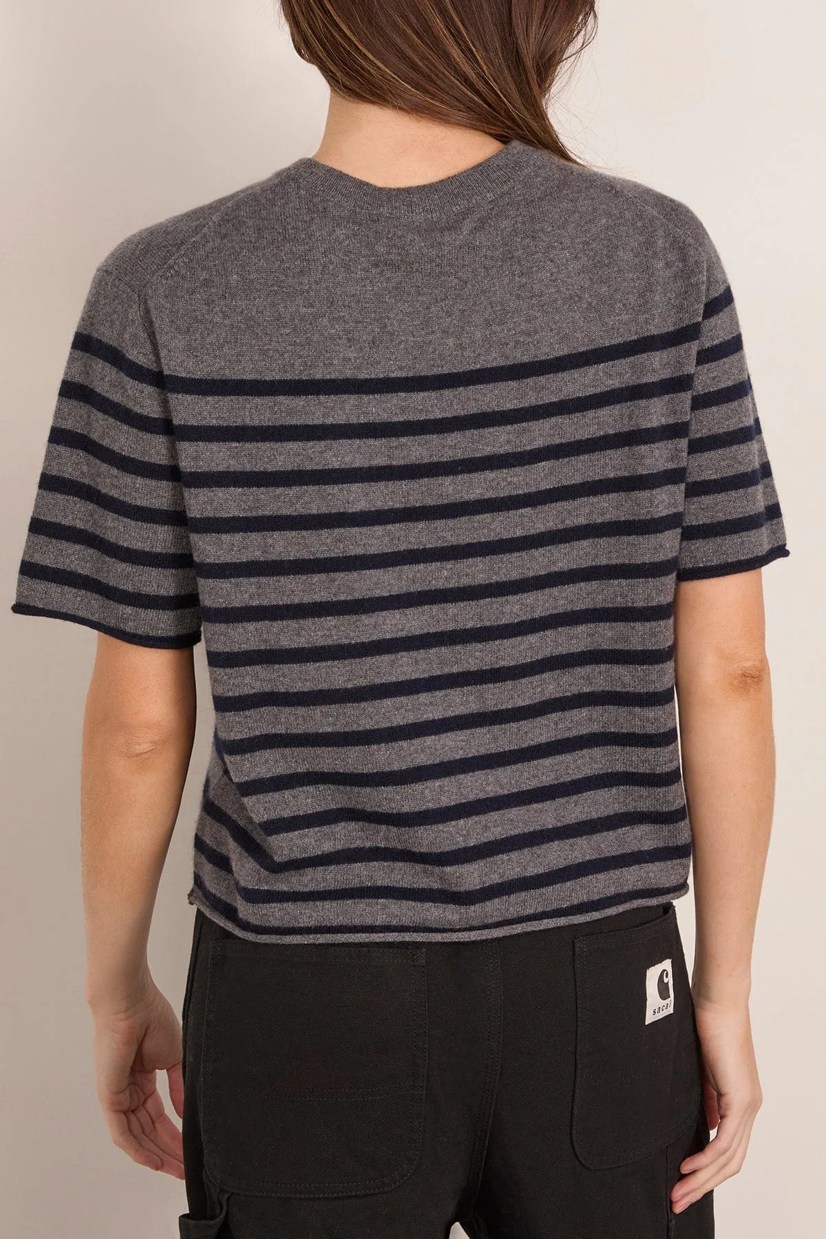 Cila Stripes T-Shirt in Graphite/Navy Stripes sold by Hampden Clothing product image thumbnail 4