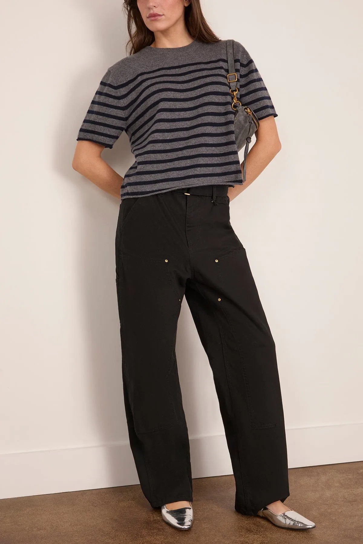 Cila Stripes T-Shirt in Graphite/Navy Stripes sold by Hampden Clothing product image thumbnail 2