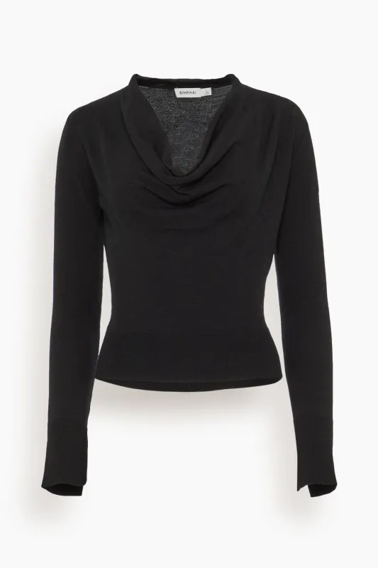Natia Cowl Neck Top in Black sold by Hampden Clothing