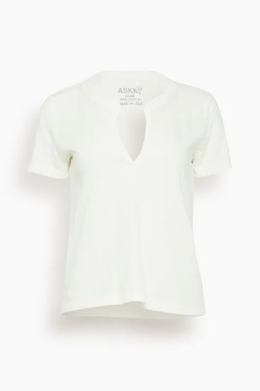 Classic Henley Tee in Ivory sold by Hampden Clothing