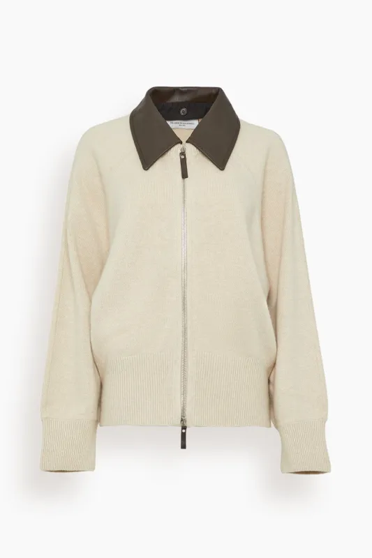 The Conrad Knit Jacket in Oatmeal/Brown sold by Hampden Clothing
