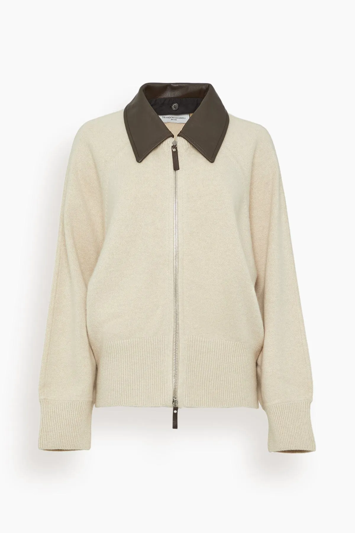 The Conrad Knit Jacket in Oatmeal/Brown sold by Hampden Clothing