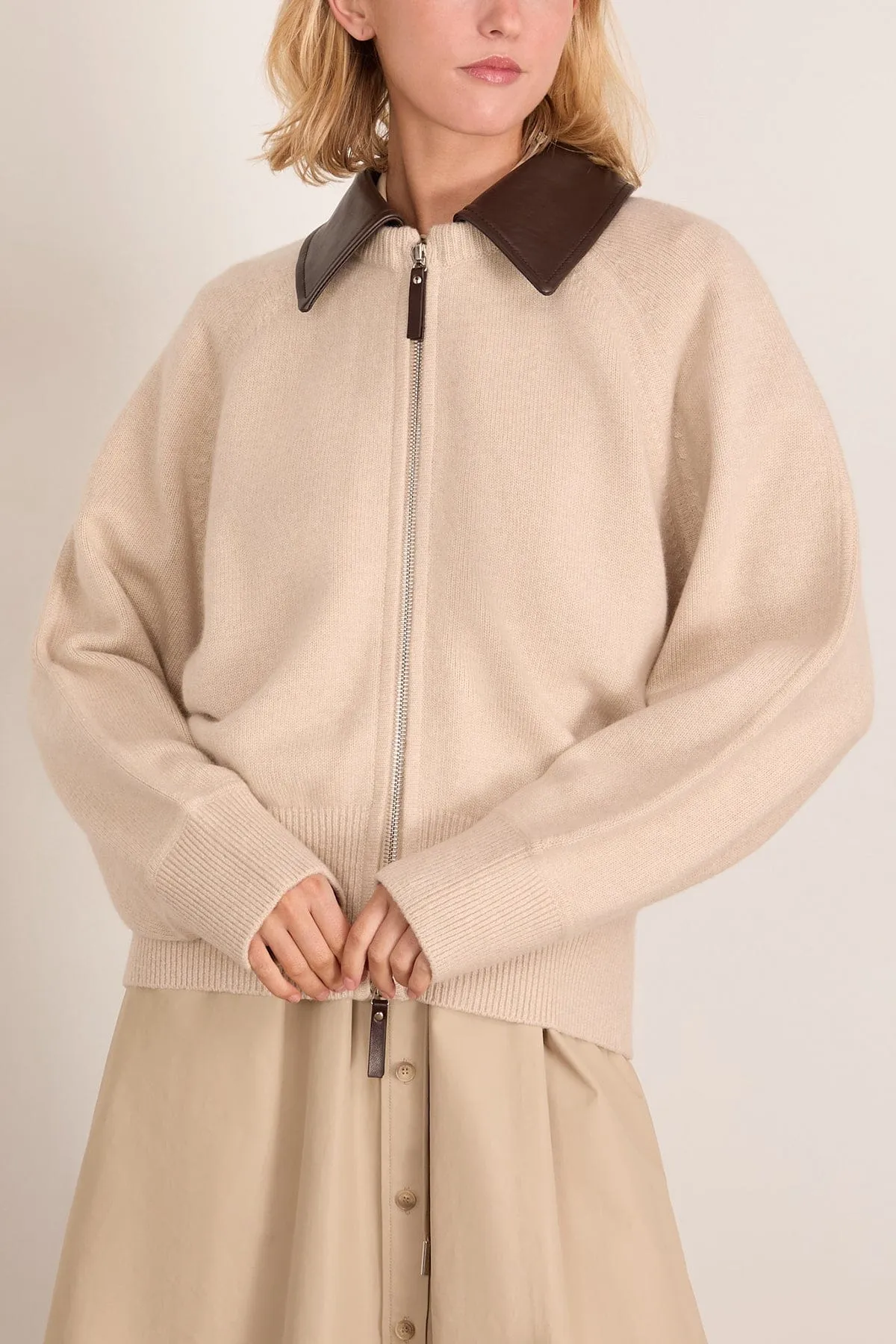The Conrad Knit Jacket in Oatmeal/Brown sold by Hampden Clothing product image thumbnail 3