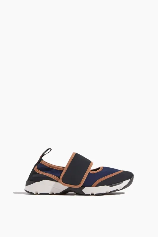 Mary Jane Running Sneaker in Dark Blue/Black sold by Hampden Clothing