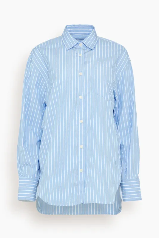 Tunic Shirt in Sky Blue Stripe sold by Hampden Clothing