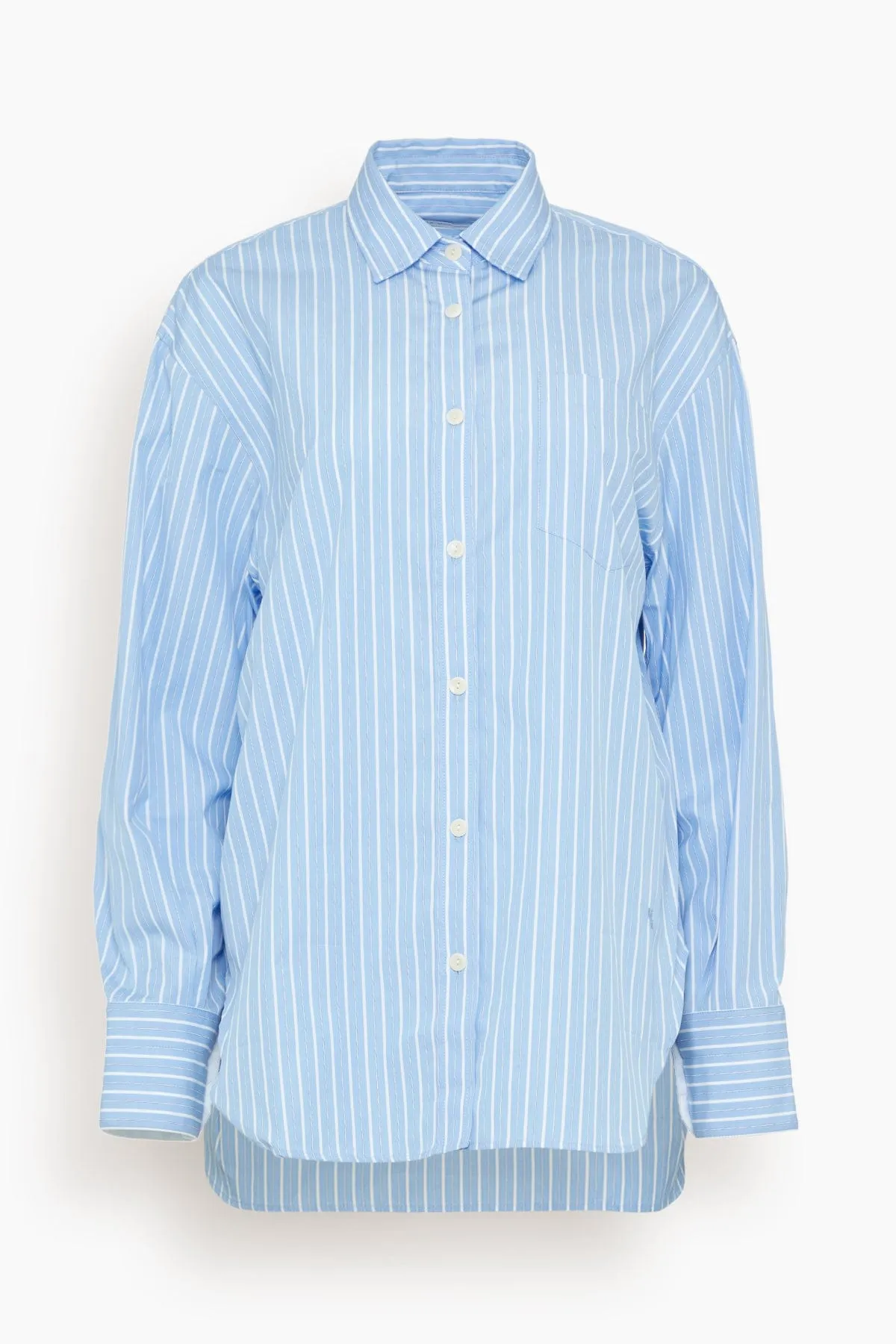 Tunic Shirt in Sky Blue Stripe sold by Hampden Clothing