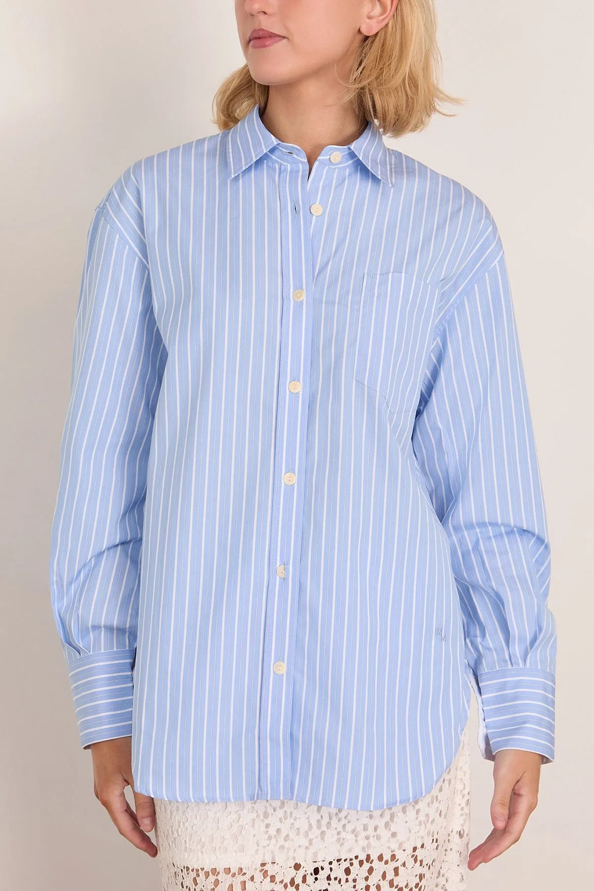 Tunic Shirt in Sky Blue Stripe sold by Hampden Clothing product image thumbnail 3