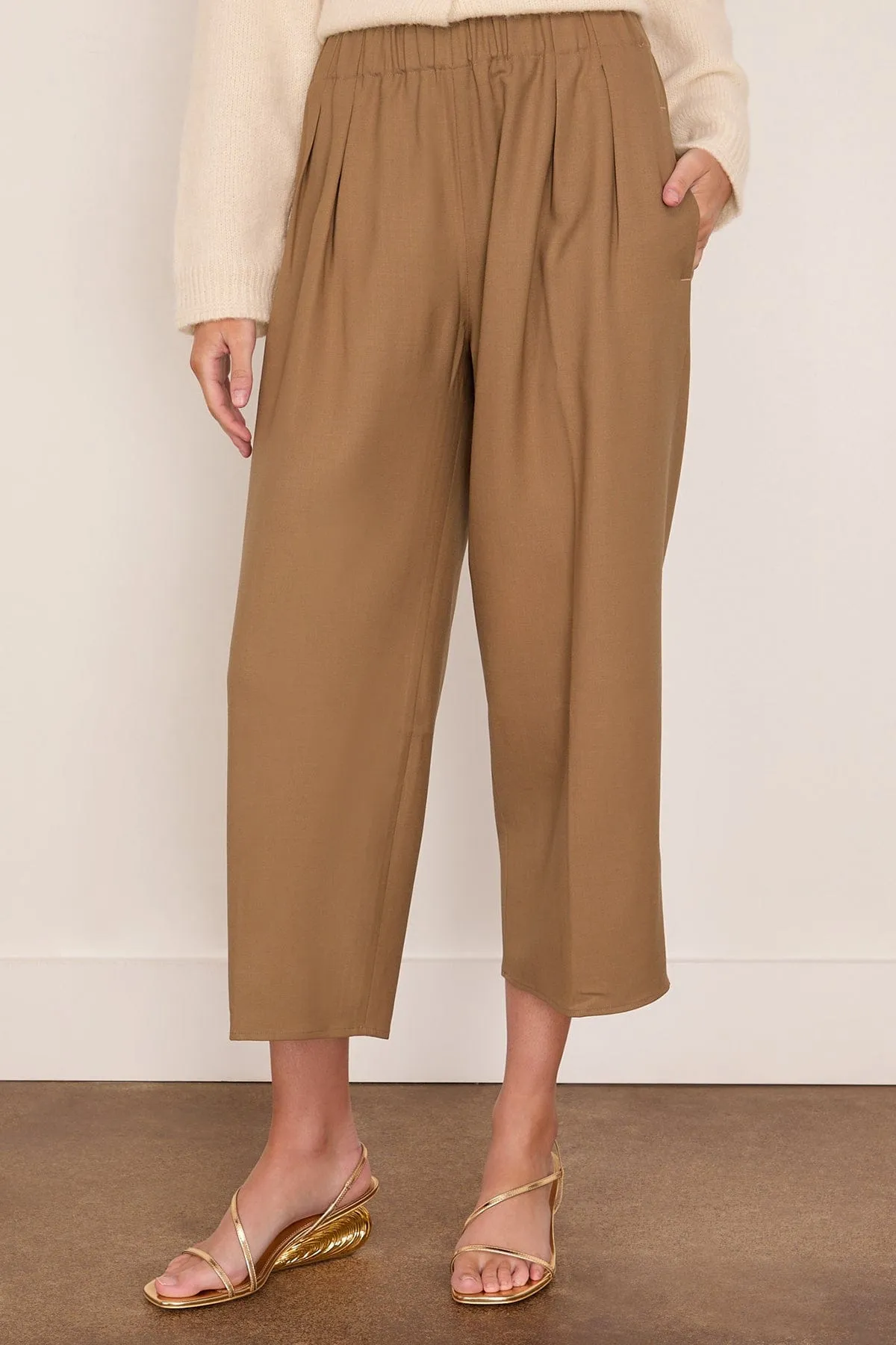 Pull On Wide Leg Crop Pant in Caramel sold by Hampden Clothing product image thumbnail 3
