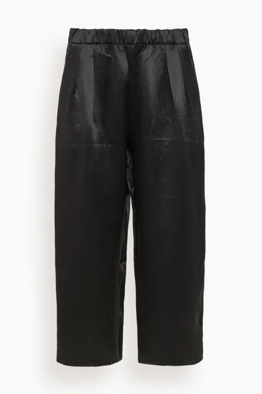 Pull On Wide Leg Crop Pant in Black sold by Hampden Clothing