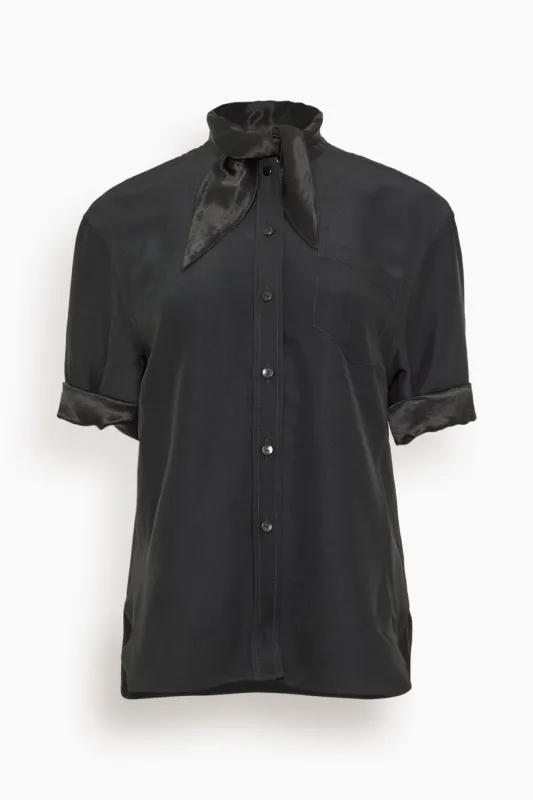Short Sleeve Tie Shirt in Black sold by Hampden Clothing