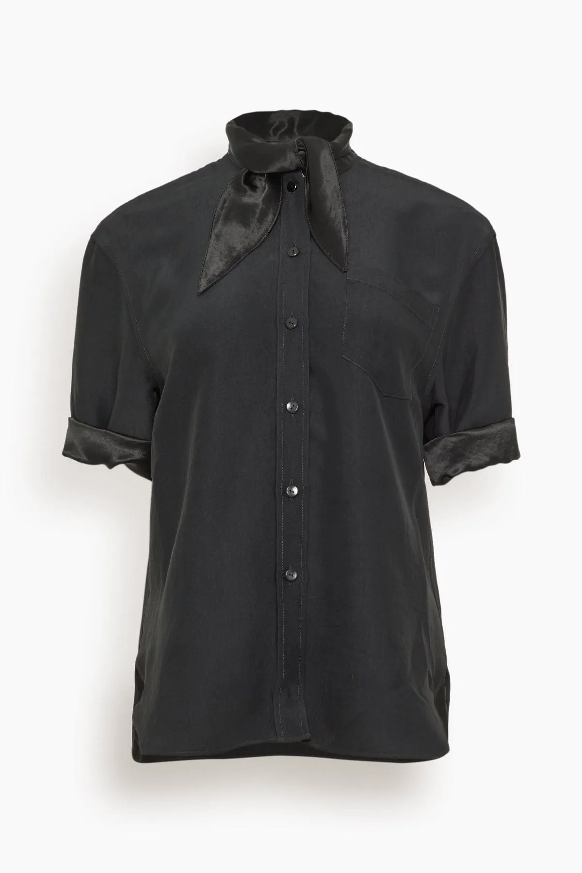 Short Sleeve Tie Shirt in Black sold by Hampden Clothing