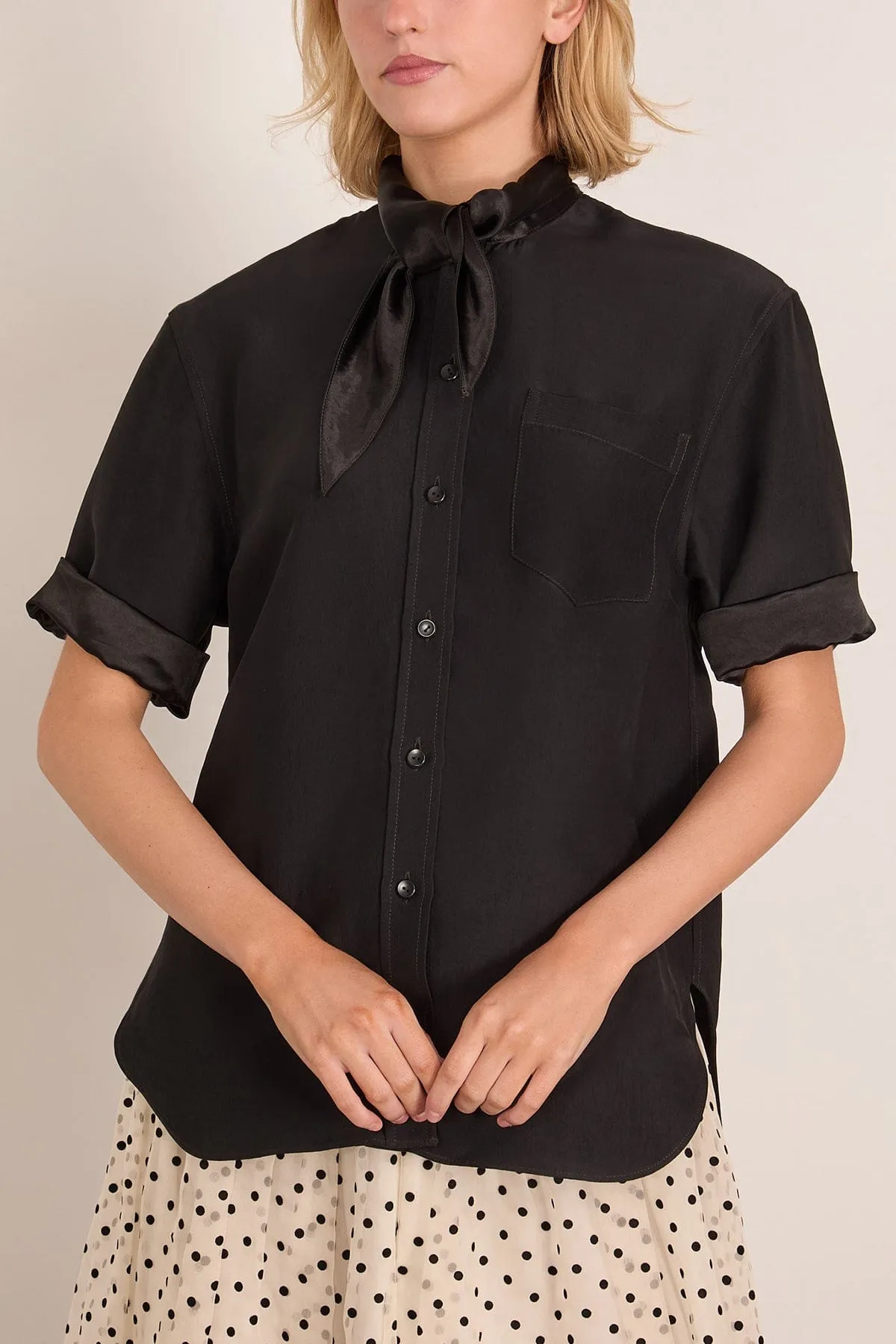 Short Sleeve Tie Shirt in Black sold by Hampden Clothing product image thumbnail 3
