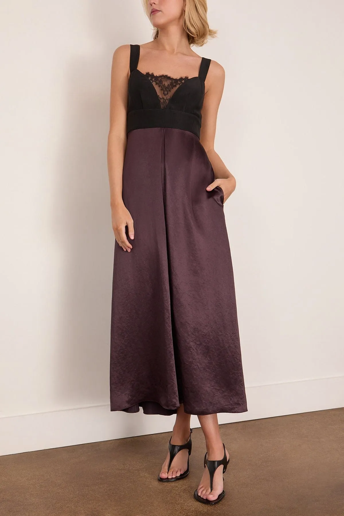 Lace Bustier Dress in Black/Plum sold by Hampden Clothing product image thumbnail 3