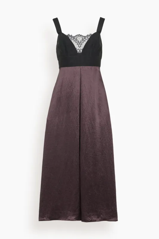 Lace Bustier Dress in Black/Plum made by MARIA McMANUS