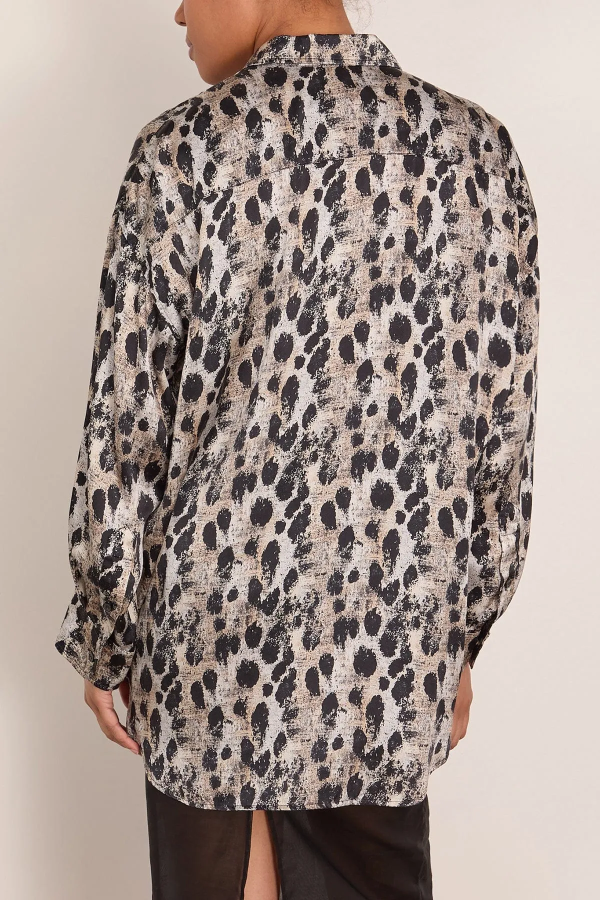 Drop Neck Shirt in Black Silver Leopard sold by Hampden Clothing product image thumbnail 4