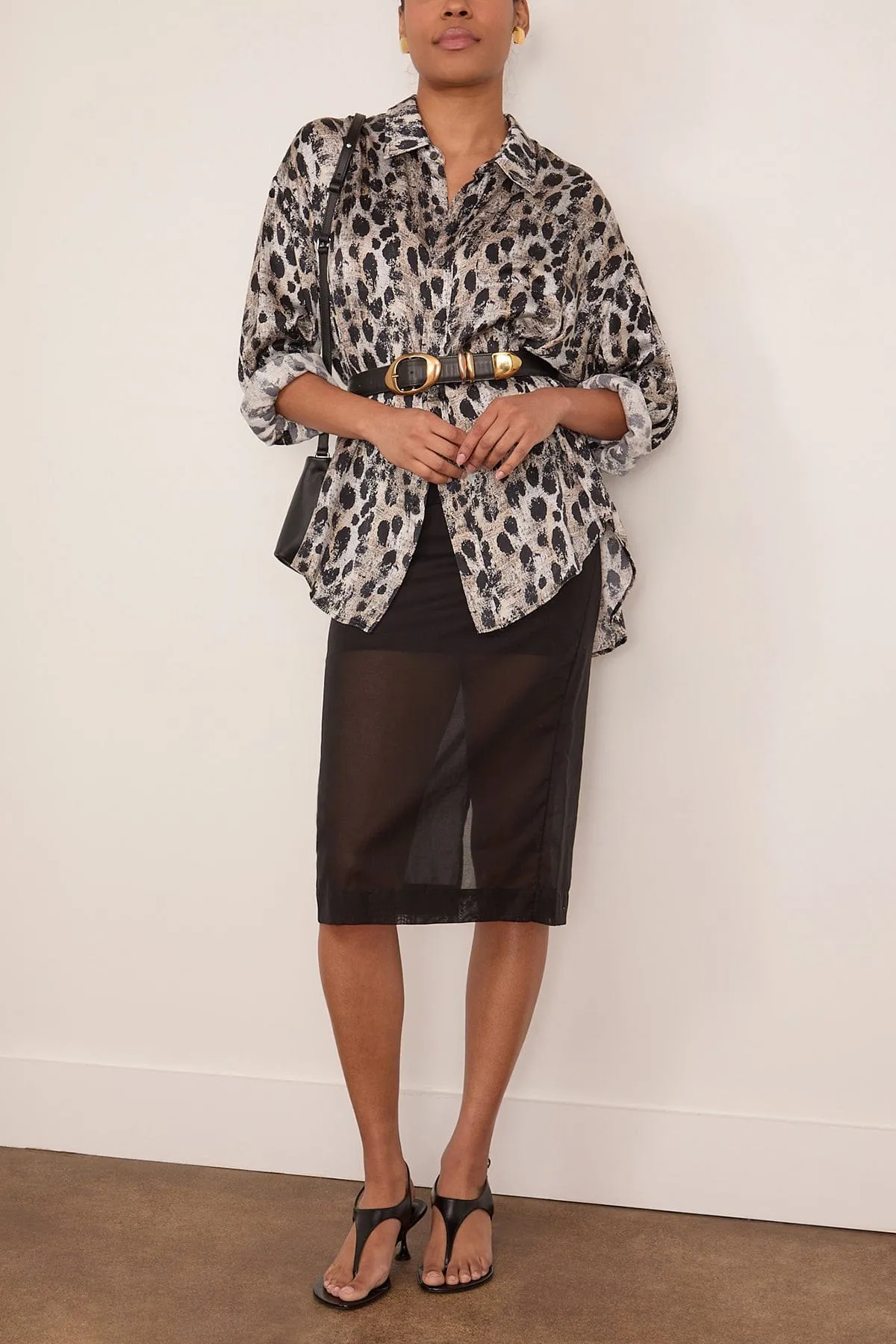 Drop Neck Shirt in Black Silver Leopard sold by Hampden Clothing product image thumbnail 2