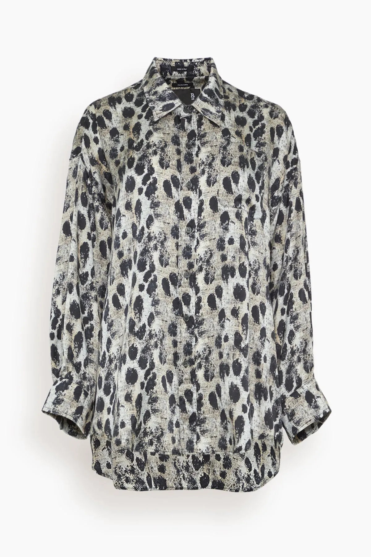 Drop Neck Shirt in Black Silver Leopard sold by Hampden Clothing