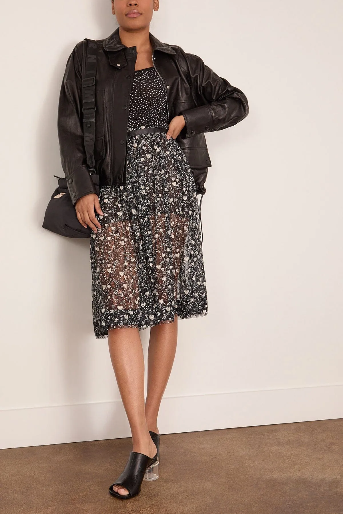 Lace Midi Skirt in Mini Hearts on Black sold by Hampden Clothing product image thumbnail 2