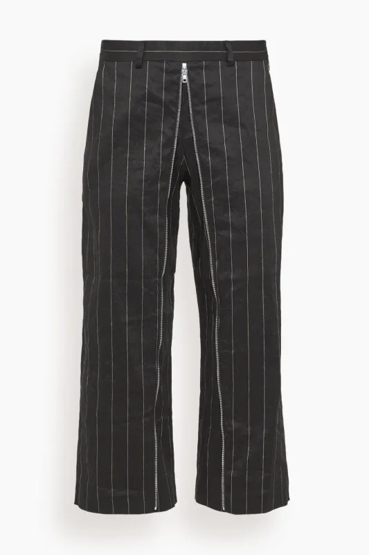 Front Zip Trouser in Black Silver Wide sold by Hampden Clothing