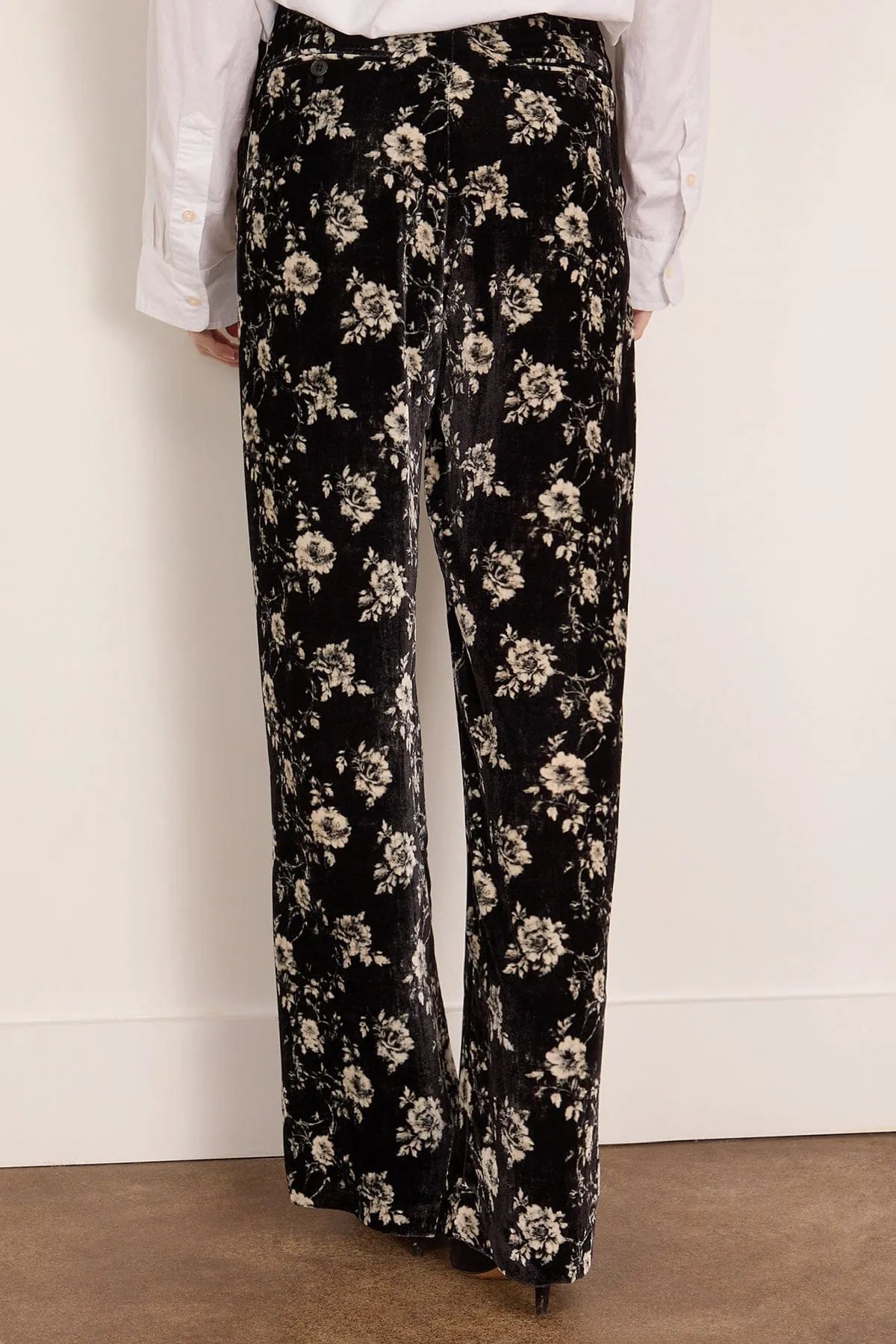 Double Pleat Trouser in Floral on Black sold by Hampden Clothing product image thumbnail 4