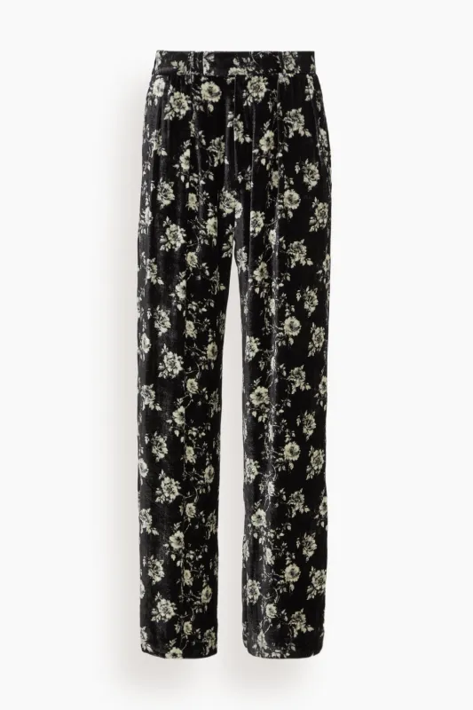 Double Pleat Trouser in Floral on Black made by R13