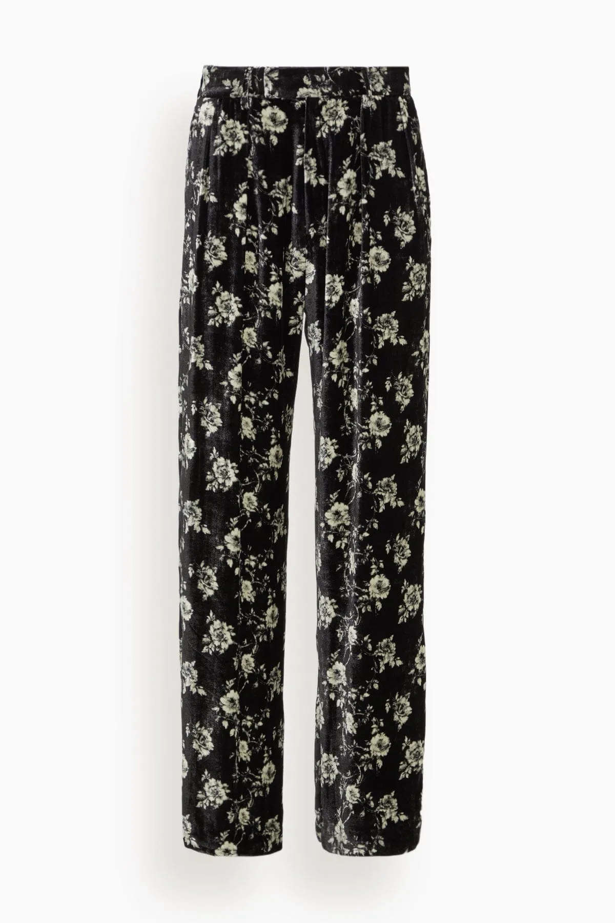 Double Pleat Trouser in Floral on Black sold by Hampden Clothing