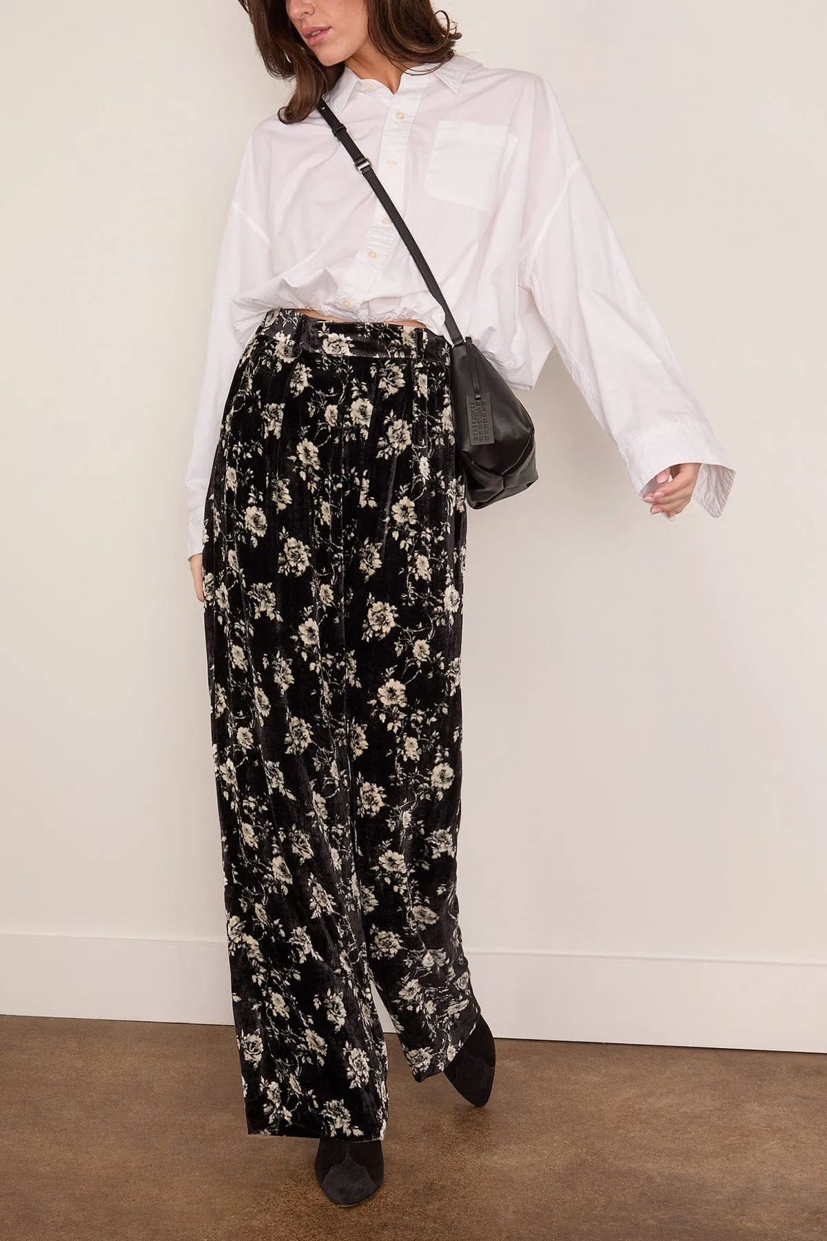Double Pleat Trouser in Floral on Black sold by Hampden Clothing product image thumbnail 2